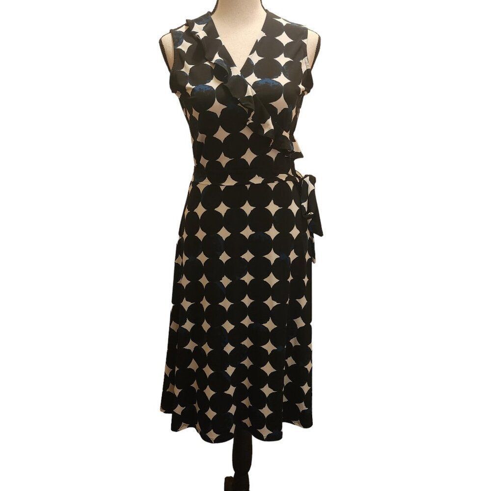 Leota Faux Wrap Dress in Large Polka Dots, Size Small